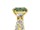 Yellow gold Fancy Green Emerald  Three-Stone Diamond Ring with Pavé Split Shank and Four-Prong Setting_66