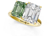 Yellow gold Fancy Green Emerald  and Emerald Cut Toi Moi Ring with Prong Setting_47