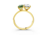 Yellow gold Fancy Green Emerald  and Emerald Cut Toi Moi Ring with Prong Setting_49