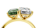 Yellow gold Fancy Green Emerald  and Emerald Cut Toi Moi Ring with Prong Setting_50