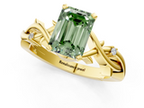 Yellow gold Fancy Green Emerald cut Solitaire Twisted Band Prong Setting Ring_189