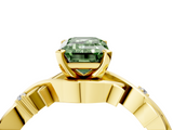 Yellow gold Fancy Green Emerald cut Solitaire Twisted Band Prong Setting Ring_192