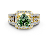 Yellow gold Fancy Green Heart -Cut Halo Diamond Ring with Split Shank and Four-Prong Setting_17