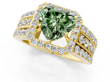 Yellow gold Fancy Green Heart -Cut Halo Diamond Ring with Split Shank and Four-Prong Setting_18