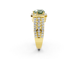 Yellow gold Fancy Green Heart -Cut Halo Diamond Ring with Split Shank and Four-Prong Setting_19