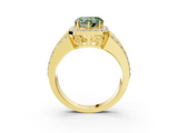 Yellow gold Fancy Green Heart -Cut Halo Diamond Ring with Split Shank and Four-Prong Setting_20