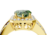 Yellow gold Fancy Green Heart -Cut Halo Diamond Ring with Split Shank and Four-Prong Setting_21