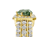 Yellow gold Fancy Green Heart -Cut Halo Diamond Ring with Split Shank and Four-Prong Setting_22