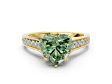 Yellow gold Fancy Green Heart  Brilliant Cut Diamond Engagement Ring with Pavé Band and Four-Prong Setting_29