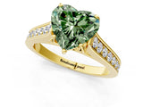 Yellow gold Fancy Green Heart  Brilliant Cut Diamond Engagement Ring with Pavé Band and Four-Prong Setting_30