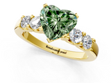 Yellow gold Fancy Green Heart  Brilliant Cut Diamond Five-Stone Prong Set Engagement Ring with Channel Band_1