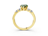 Yellow gold Fancy Green Heart  Brilliant Cut Diamond Five-Stone Prong Set Engagement Ring with Channel Band_3