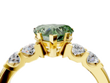 Yellow gold Fancy Green Heart  Brilliant Cut Diamond Five-Stone Prong Set Engagement Ring with Channel Band_4