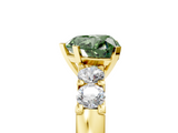 Yellow gold Fancy Green Heart  Brilliant Cut Diamond Five-Stone Prong Set Engagement Ring with Channel Band_5