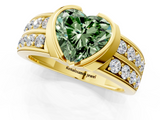 Yellow gold Fancy Green Heart  Brilliant Diamond Channel Set Wide Band Ring with Bezel Setting_1
