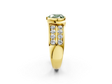 Yellow gold Fancy Green Heart  Brilliant Diamond Channel Set Wide Band Ring with Bezel Setting_2