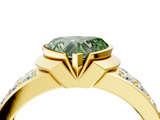 Yellow gold Fancy Green Heart  Brilliant Diamond Channel Set Wide Band Ring with Bezel Setting_4