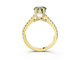 Yellow gold Fancy Green Heart  Brilliant Diamond Solitaire with Pavé Band and Four-Prong Setting 3