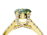 Yellow gold Fancy Green Heart  Brilliant Diamond Solitaire with Pavé Band and Four-Prong Setting 4