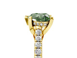 Yellow gold Fancy Green Heart  Brilliant Diamond Solitaire with Pavé Band and Four-Prong Setting 5