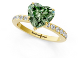 Yellow gold Fancy Green Heart  Brilliant Pavé Band Solitaire with Four-Prong Setting_18