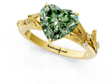 Yellow gold Fancy Green Heart  Brilliant Solitaire with Leaf Motif Band and Four-Prong Setting_52