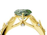 Yellow gold Fancy Green Heart  Brilliant Solitaire with Leaf Motif Band and Four-Prong Setting_55