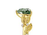 Yellow gold Fancy Green Heart  Brilliant Solitaire with Leaf Motif Band and Four-Prong Setting_56