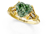 Yellow gold Fancy Green Heart  Brilliant Solitaire with Pave Band and Four-Prong Setting_1