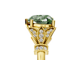 Yellow gold Fancy Green Heart  Brilliant Solitaire with Pave Band and Four-Prong Setting_5