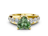 Yellow gold Fancy Green Heart  Brilliant Solitaire with Side Stones on a Pave Band and Four-Prong Setting_24