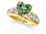Yellow gold Fancy Green Heart  Brilliant Solitaire with Side Stones on a Pave Band and Four-Prong Setting_25