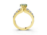Yellow gold Fancy Green Heart  Brilliant Solitaire with Side Stones on a Pave Band and Four-Prong Setting_27