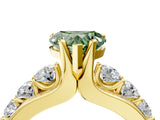 Yellow gold Fancy Green Heart  Brilliant Solitaire with Side Stones on a Pave Band and Four-Prong Setting_28