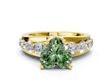 Yellow gold Fancy Green Heart  Brilliant Solitaire with Side Stones on a Pave Band and Four-Prong Setting_30