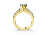 Yellow gold Fancy Green Heart  Brilliant Solitaire with Side Stones on a Pave Band and Four-Prong Setting_33