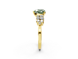 Yellow gold Fancy Green Heart  Cluster Diamond Engagement Ring with Pavé Band and Four-Prong Setting_2