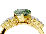 Yellow gold Fancy Green Heart  Cluster Diamond Engagement Ring with Pavé Band and Four-Prong Setting_4