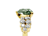 Yellow gold Fancy Green Heart  Cluster Diamond Engagement Ring with Pavé Band and Four-Prong Setting_5