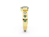 Yellow gold Fancy Green Heart Cut Brilliant Channel-Set Diamond Ring with Bezel Prong Setting_2