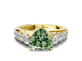 Yellow gold Fancy Green Heart Cut Brilliant Diamond Pavé Band with Six-Prong Setting_12
