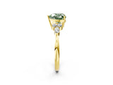 Yellow gold Fancy Green Heart Cut Brilliant Diamond Solitaire Ring with Pear Side Stones and Four-Prong Setting_5
