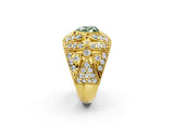 Yellow gold Fancy Green Heart Cut Brilliant Halo Pave Diamond Milgrain Ring_2