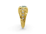 Yellow gold Fancy Green Heart Cut Brilliant Milgrain Filigree Diamond Ring with Square Prong Setting_2