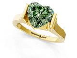 Yellow gold Fancy Green Heart Cut Brilliant Solitaire Diamond Ring with Channel Set Band and Bar Prong Setting_19