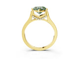 Yellow gold Fancy Green Heart Cut Brilliant Solitaire Diamond Ring with Channel Set Band and Bar Prong Setting_21