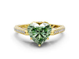 Yellow gold Fancy Green Heart  Cut Cathedral Pave Diamond Engagement Ring with Six-Prong Setting_55