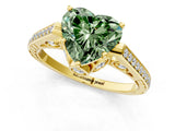 Yellow gold Fancy Green Heart  Cut Cathedral Pave Diamond Engagement Ring with Six-Prong Setting_56