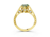 Yellow gold Fancy Green Heart  Cut Cathedral Pave Diamond Engagement Ring with Six-Prong Setting_58