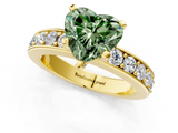 Yellow gold Fancy Green Heart  Cut Channel Set Diamond Engagement Ring with Four-Prong Setting_1